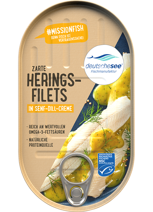 Heringsfilet in Senf-Dill-Creme