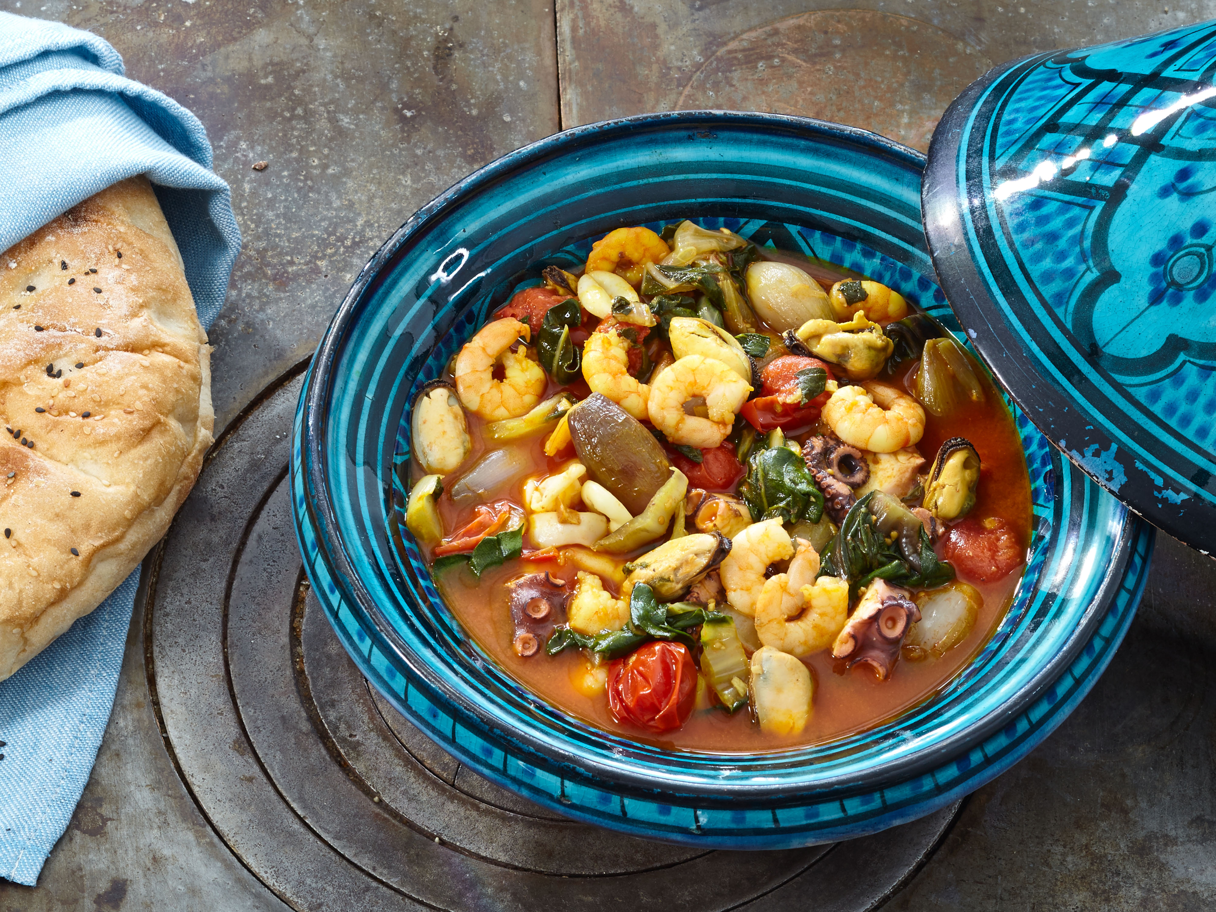 Tajine mit Meeresfrüchten 