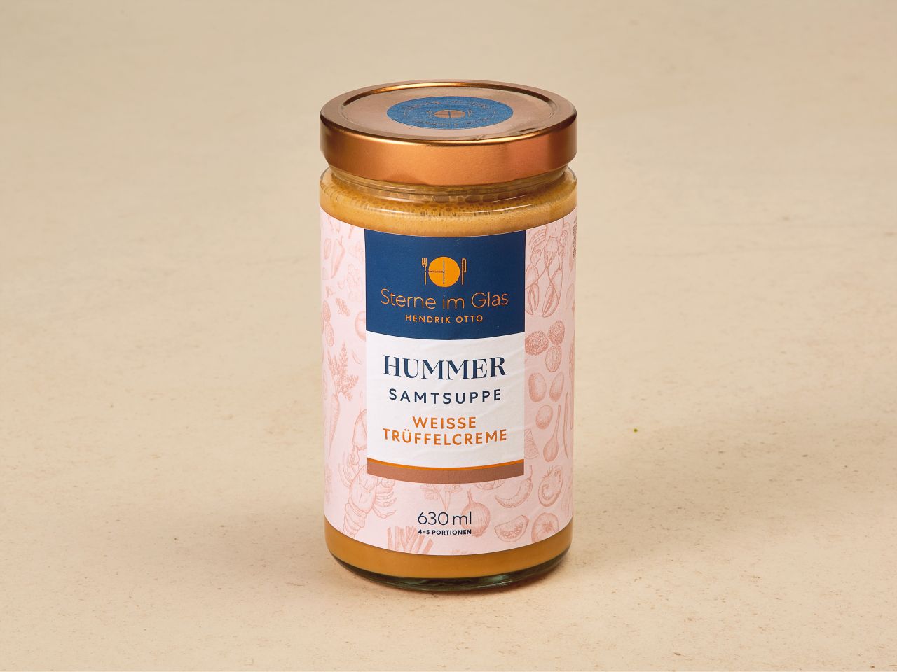 »Hummer Samtsuppe mit weißer Trüffelcreme« Sterne im Glas · 630ml »Hummer Samtsuppe mit weißer Trüffelcreme« Sterne im Glas · 630ml