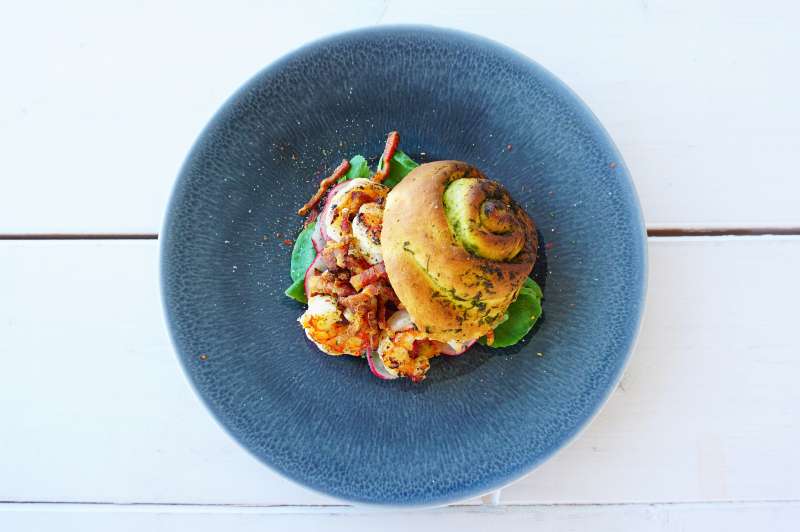 Bärlauchschnecke mit Garnelen