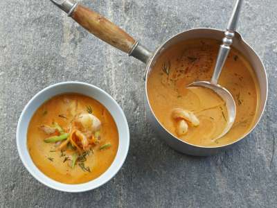 Krustentiersuppe mit Currysahne