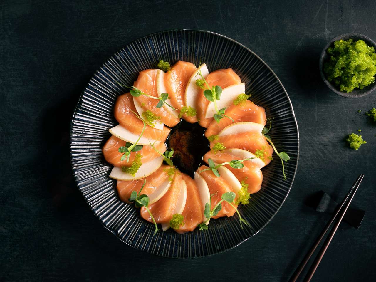 Lachs-Birnen-Sashimi