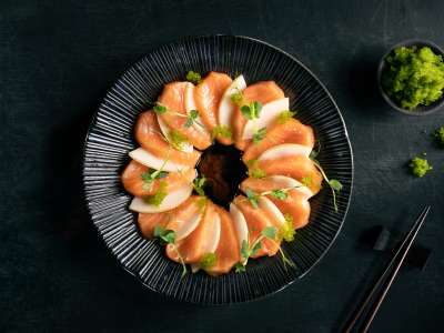 Lachs-Birnen-Sashimi