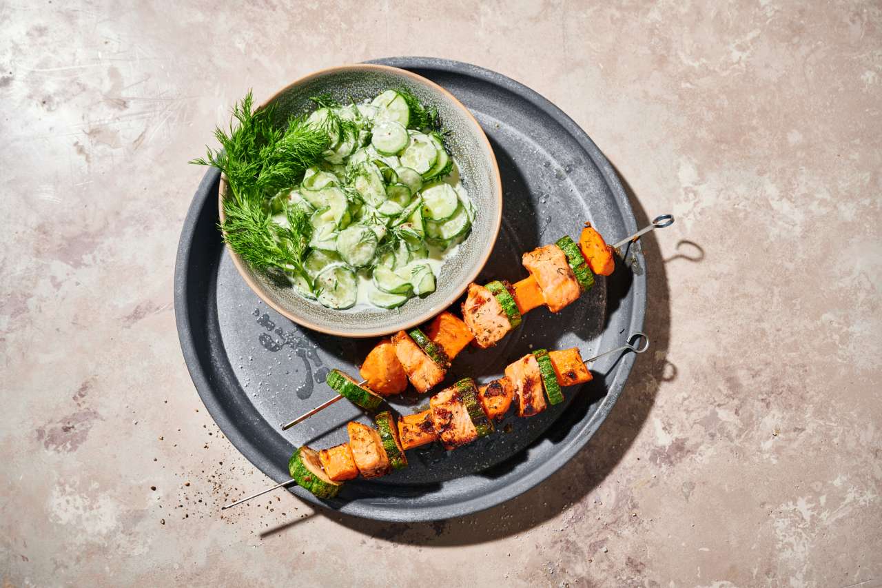 Lachs-Gemüse-Spieß Lachs-Gemüse-Spieß