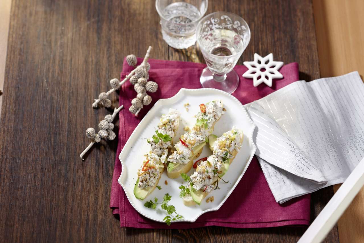 Focaccia mit Heilbutt-Rillettes