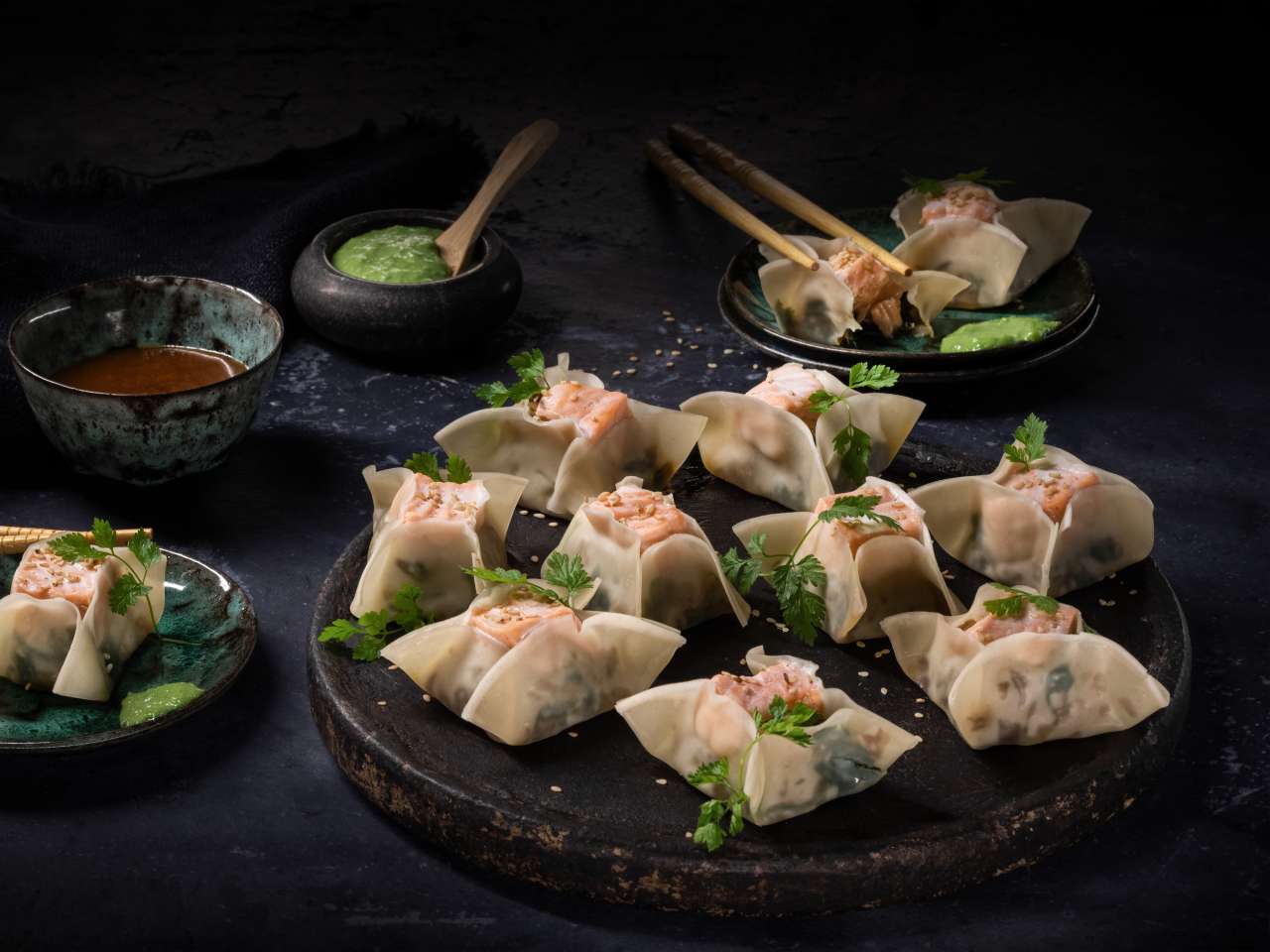 Crystal Dumpling mit Lachs