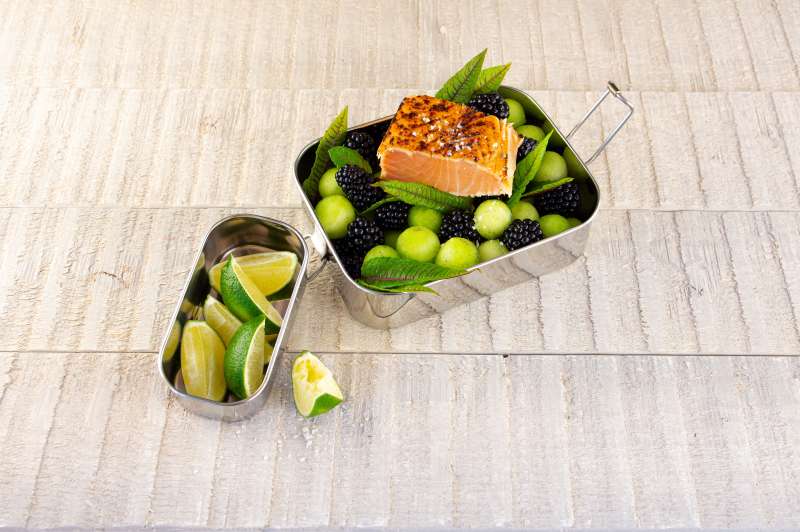 Brombeer-Melonensalat mit Lachs-Tataki