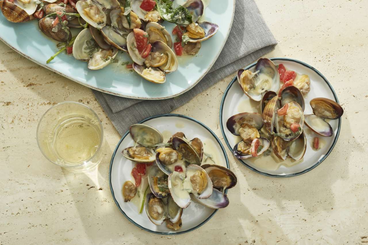 Venusmuscheln in Weißweinsauce