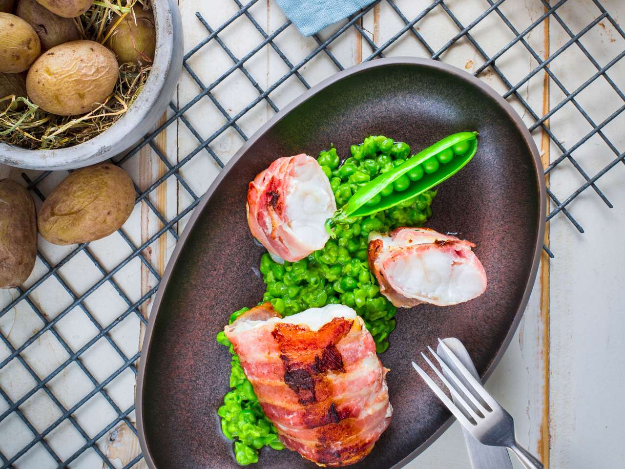 Rezept: Steinbeißer im Speckmantel