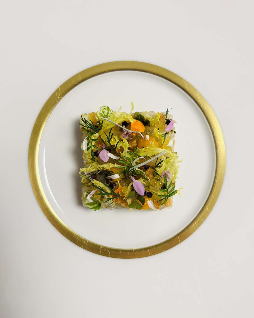 Garnelen-Tatar mit gelierten Miesmuscheln und Paprika-Sud