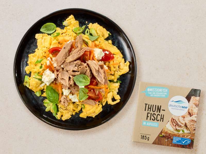 Rührei mit Thunfisch und Feta