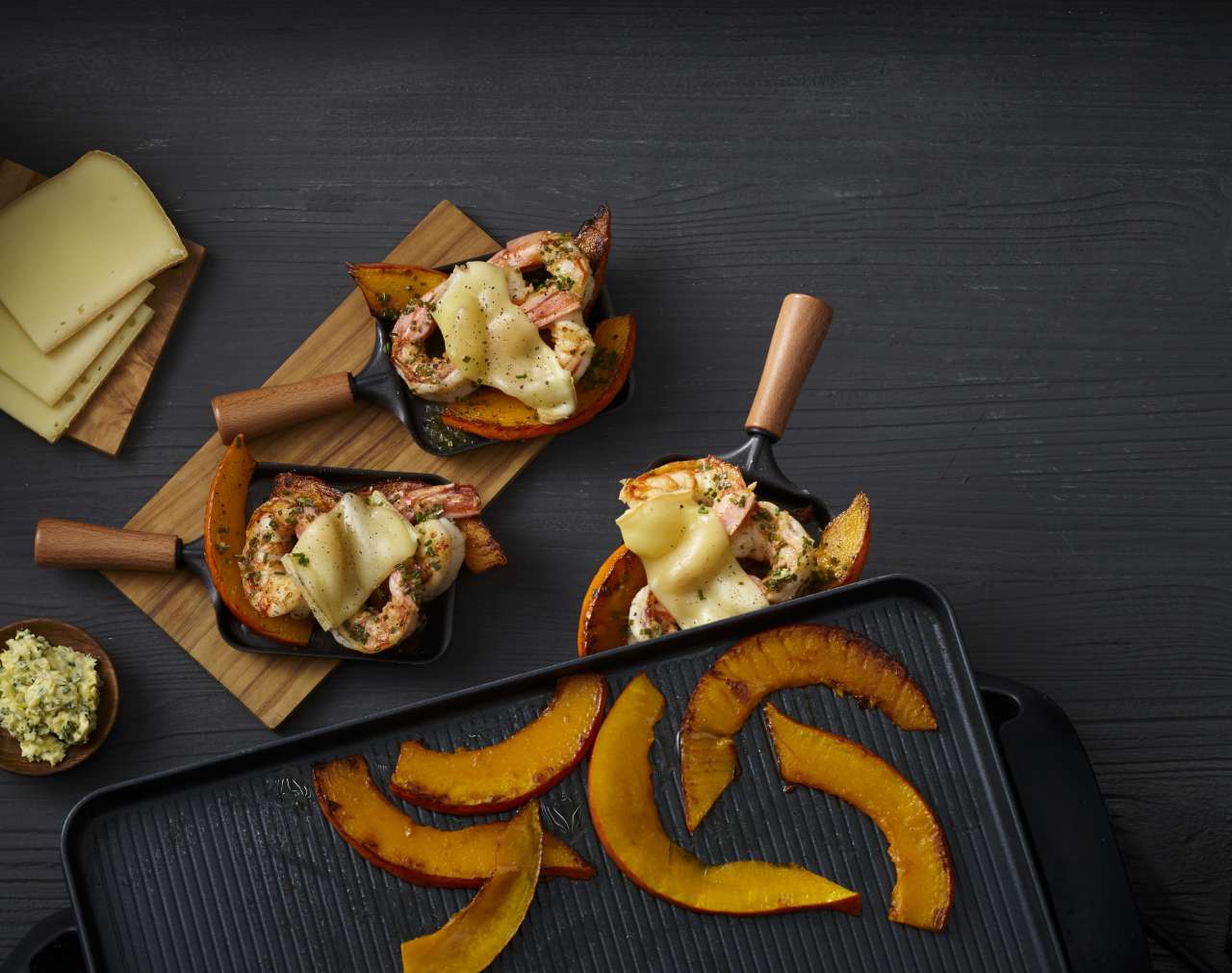 Garnelen & Kürbis aus dem Raclette