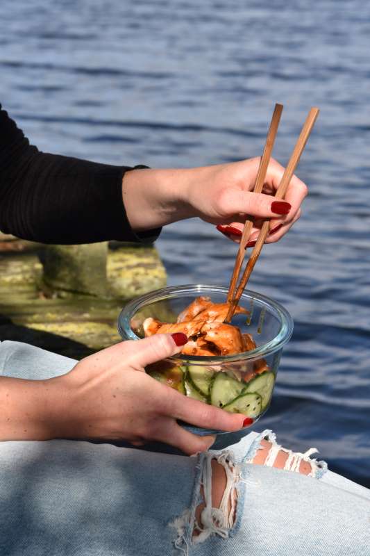 Teriyaki-Lachs mit Gurkensalat