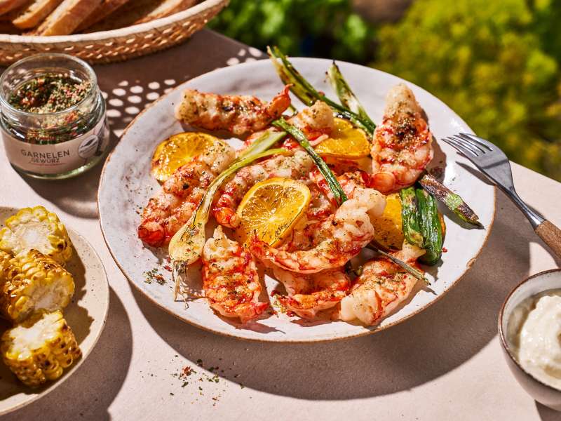 Butterfly Garnelen mit gerösteten Maiskolben