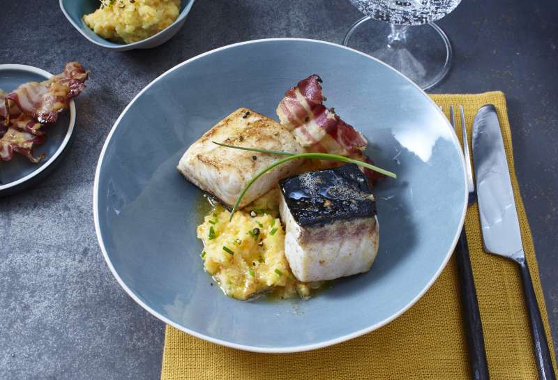 Stör mit Steckrübenpüree & Bacon