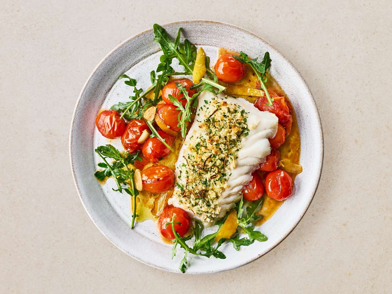 Kabeljau mit Parmesan-Zitronen-Crunch Kabeljau mit Parmesan-Zitronen-Crunch