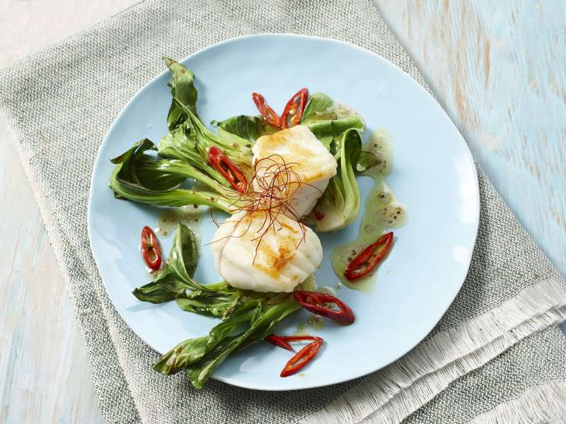 Seeteufel auf Pak Choi