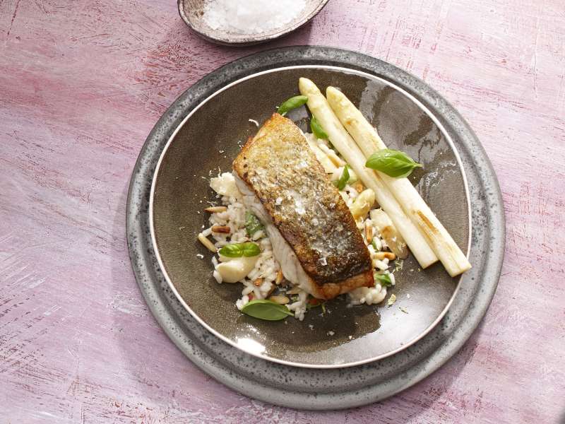 Kabeljau mit Spargelrisotto