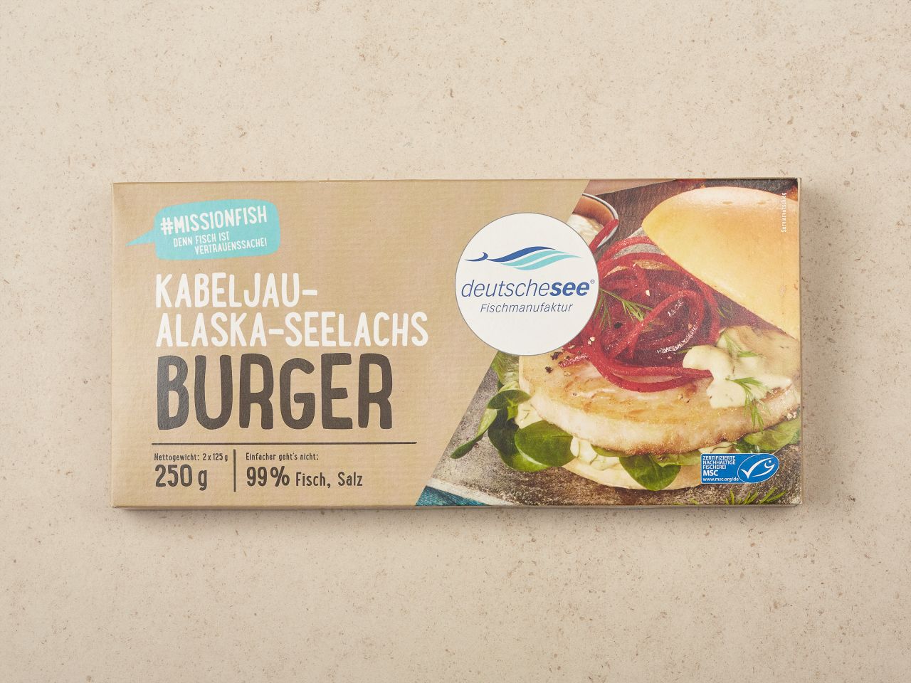 Kabeljau-Alaska-Seelachs Burger »Large« Kabeljau-Alaska-Seelachs Burger »Large«