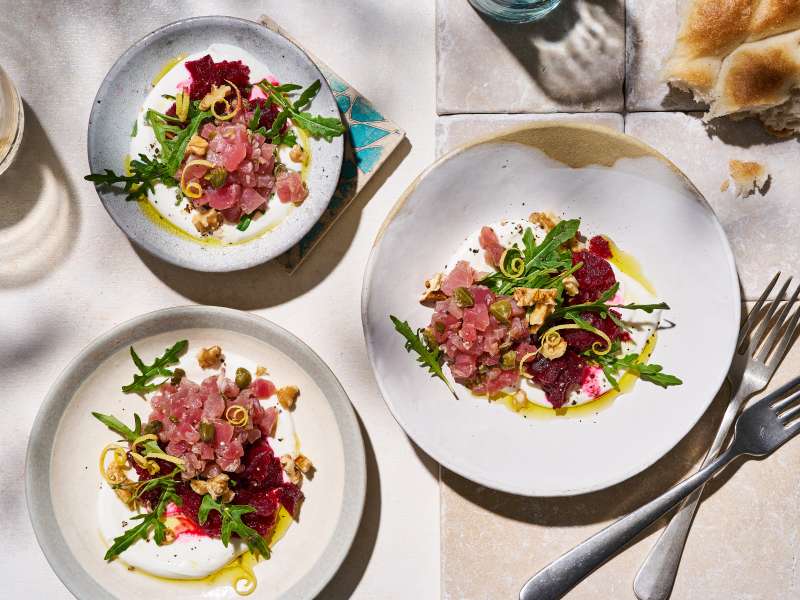 Thunfischtatar mit Joghurt und Rote-Bete-Mash 