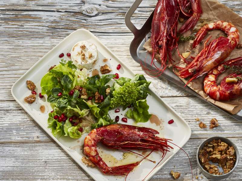 Gamba Carabiniera mit Ziegenkäse Gamba Carabiniera mit Ziegenkäse