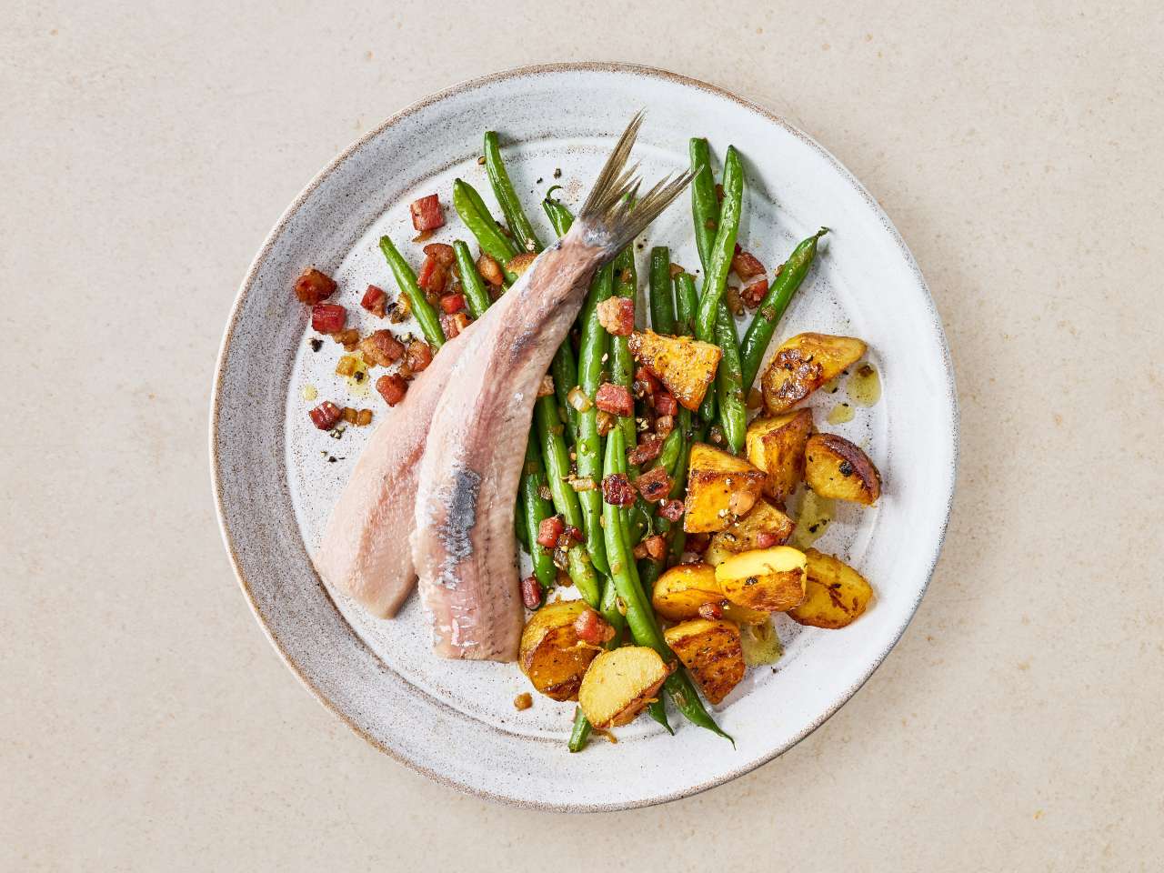 Matjes mit Speckbohnen