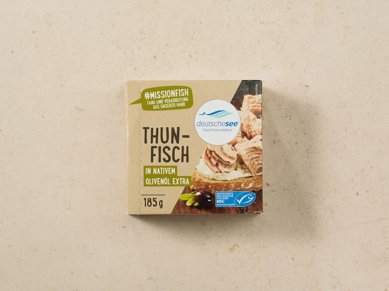 Deutsche See »Thunfisch in Nativem Olivenöl Extra« · 185g Deutsche See »Thunfisch in Nativem Olivenöl Extra« · 185g