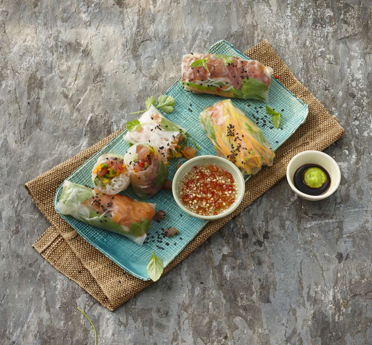 Sommerrollen mit Lachs und Thunfisch