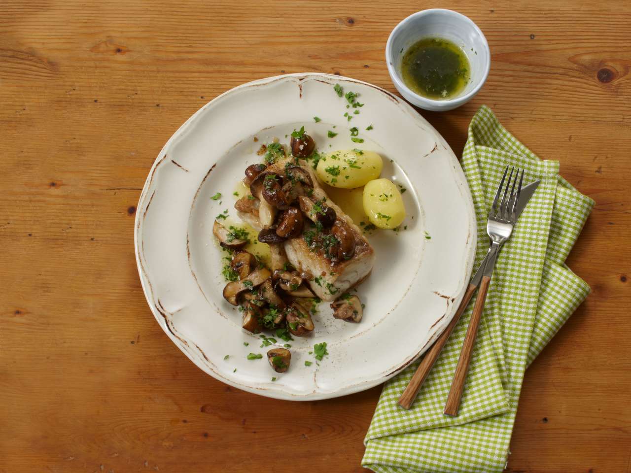 Rezept: Seelachs mit Pilzen Rezept: Seelachs mit Pilzen