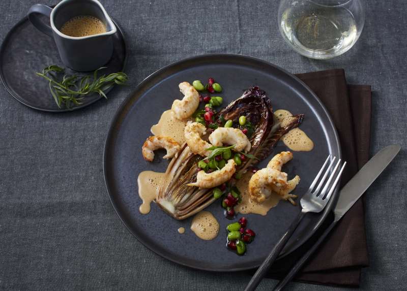 Kaisergranat mit geschmortem Trevisano Kaisergranat mit geschmortem Trevisano