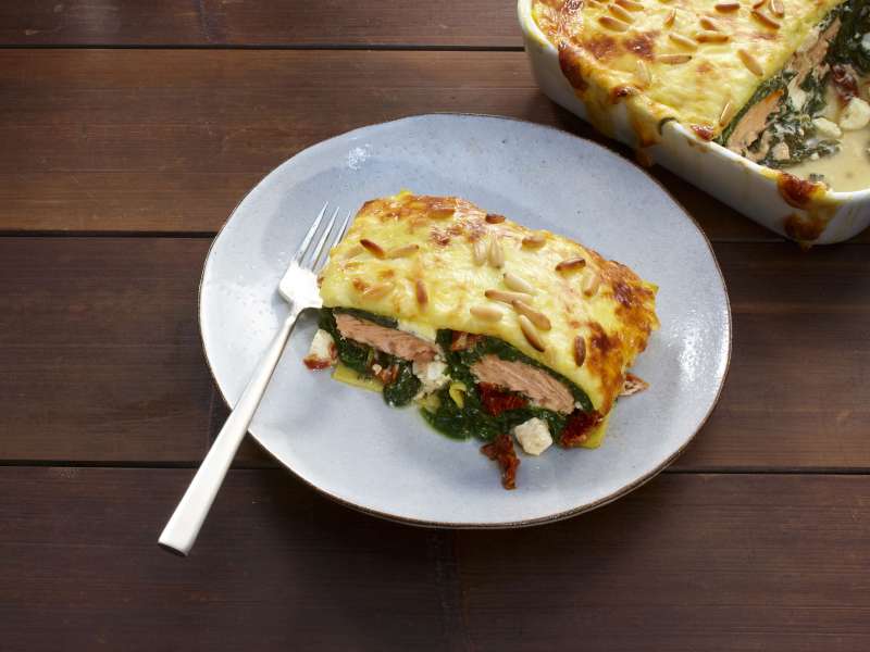 Lachs-Spinat-Lasagne mit Feta