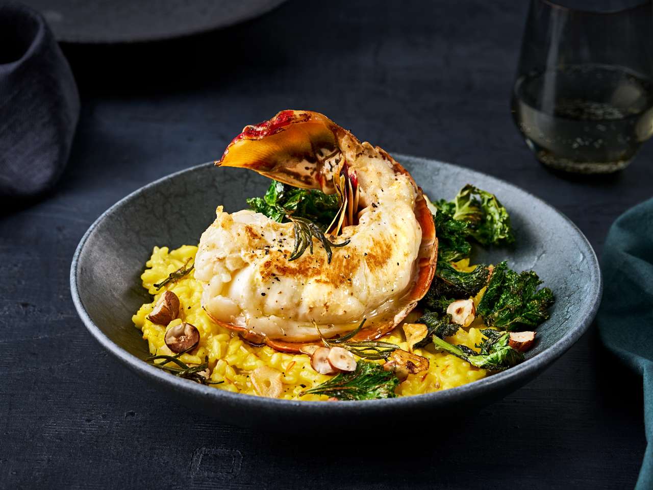 Languste auf Safranrisotto