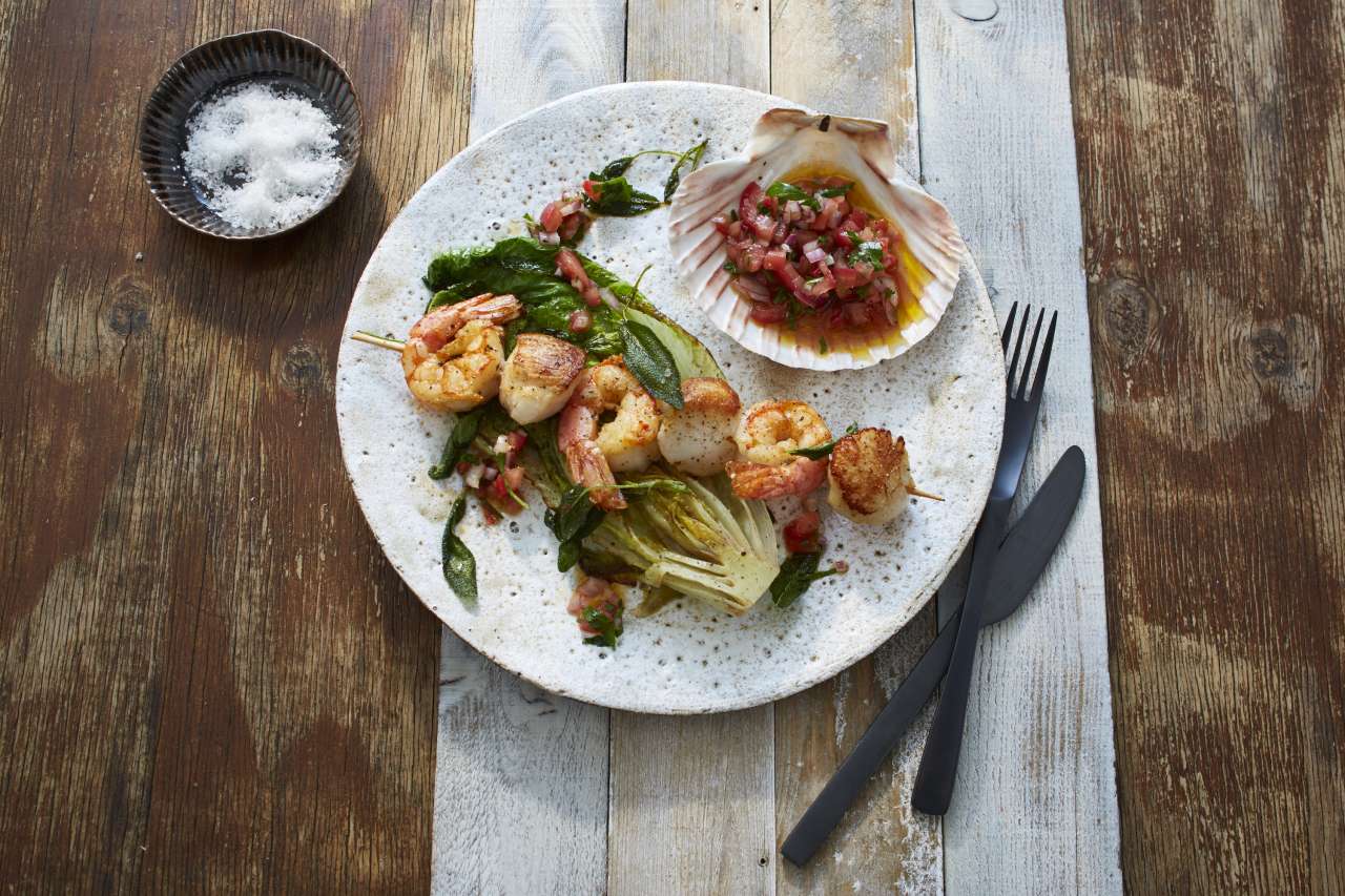Rezept: Jakobsmuschel-Garnelen-Spieße