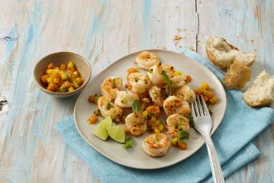 Garnelen mit Mango-Papayasalsa