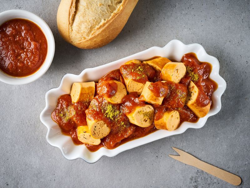 Lachsbratwurst mit selbstgemachter Currysauce