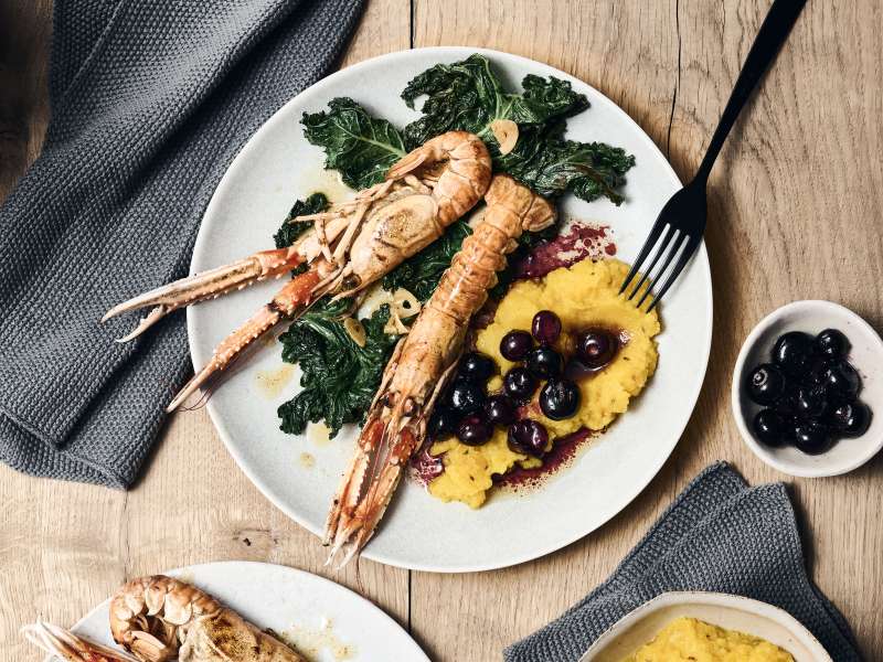 Kaisergranat auf Steckrübenpüree und Grünkohl Kaisergranat auf Steckrübenpüree und Grünkohl