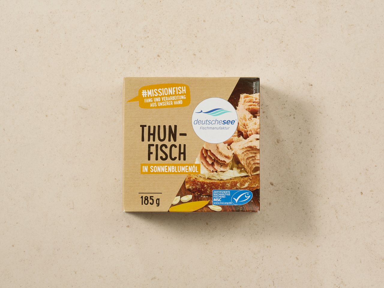 Deutsche See »Thunfisch in Sonnenblumenöl« · 185g Deutsche See »Thunfisch in Sonnenblumenöl« · 185g