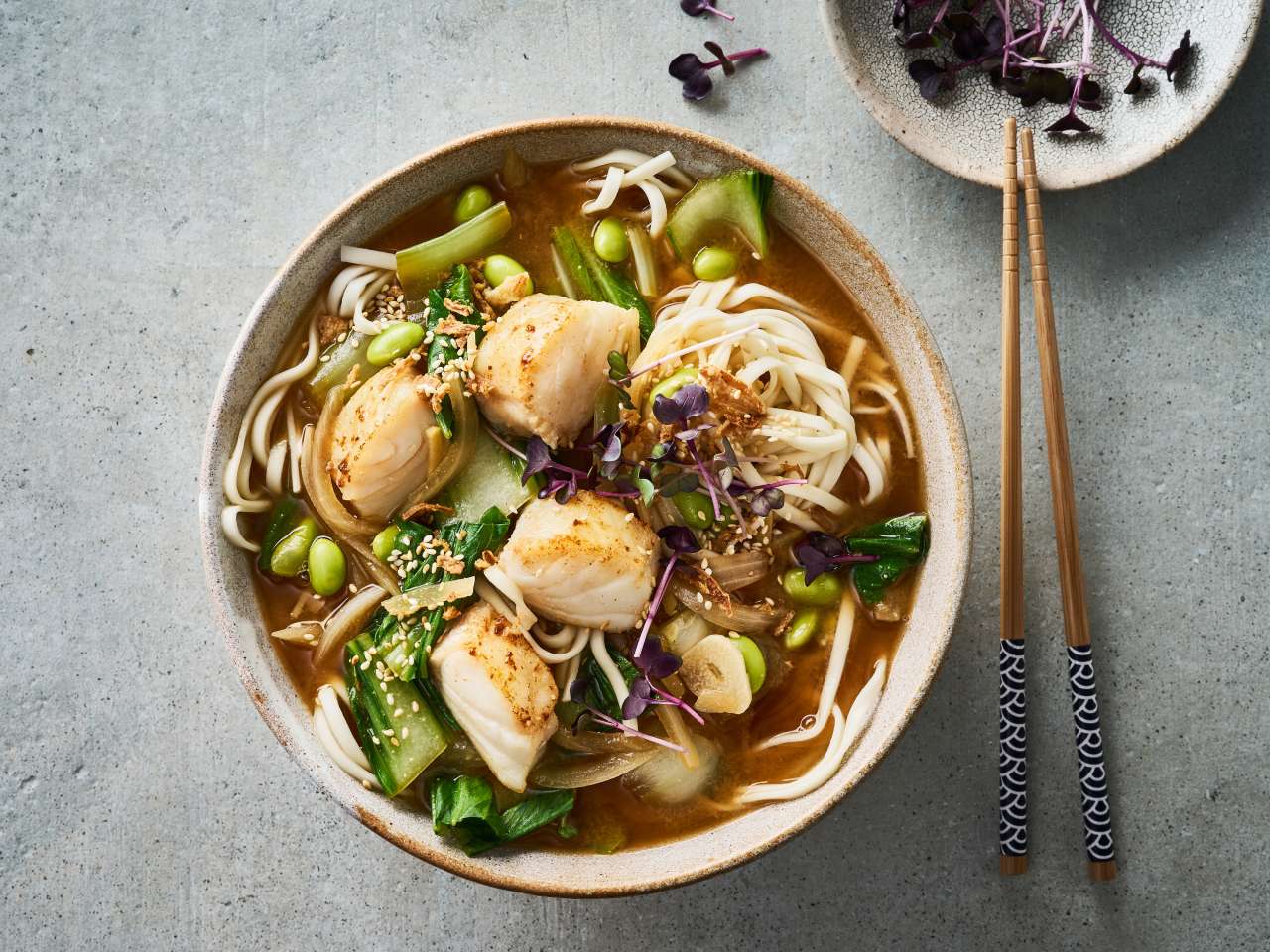 Miso-Ramen mit Kabeljau