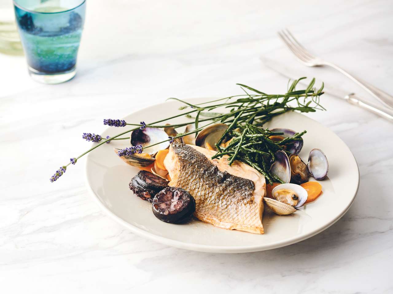 Rezept: Loup de Mer mit Blutwurst Rezept: Loup de Mer mit Blutwurst