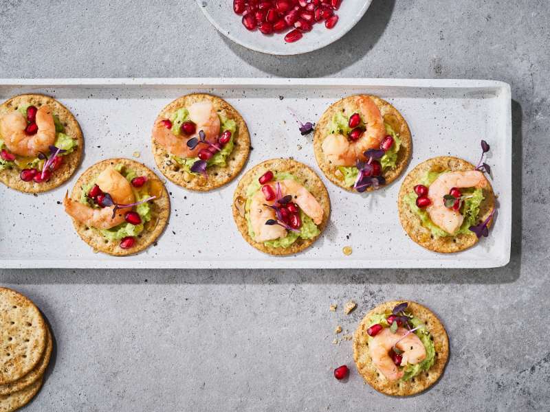 Rauchgarnele Häppchen mit Avocado und Honig    