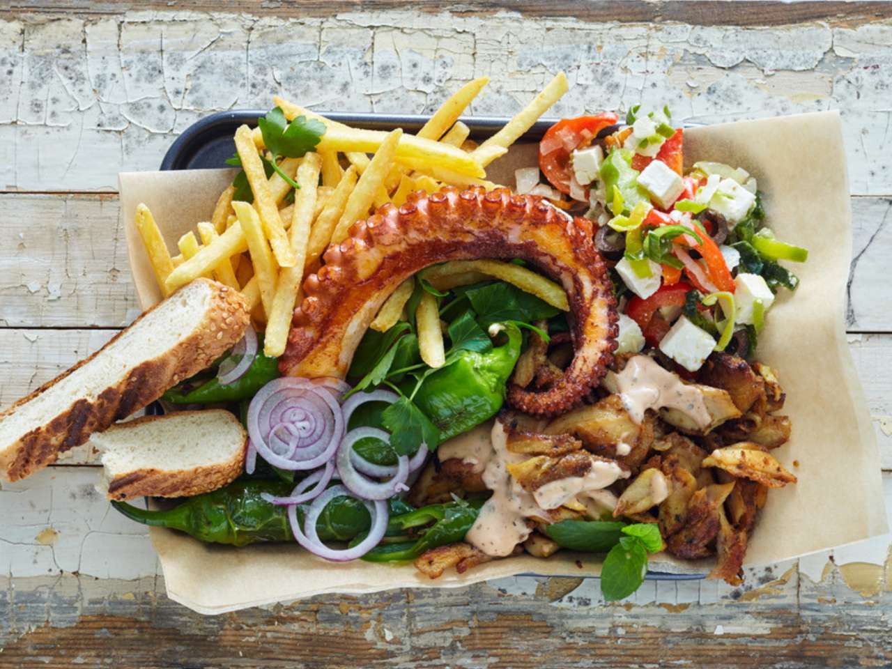 Dönerplatte mit Pulpo 