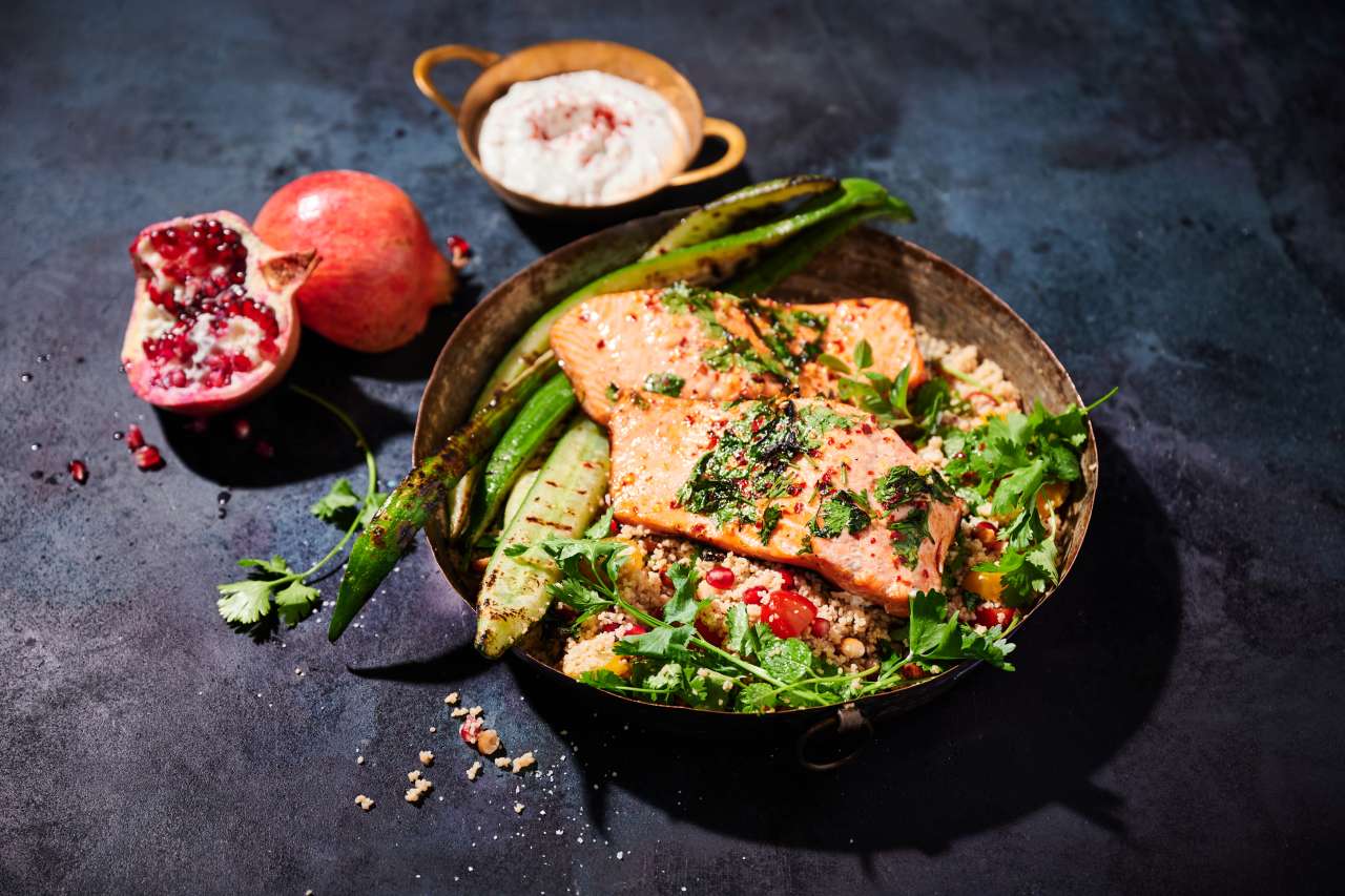 Rezept: Gegrilltes Lachsforellenfilet mit Taboulé