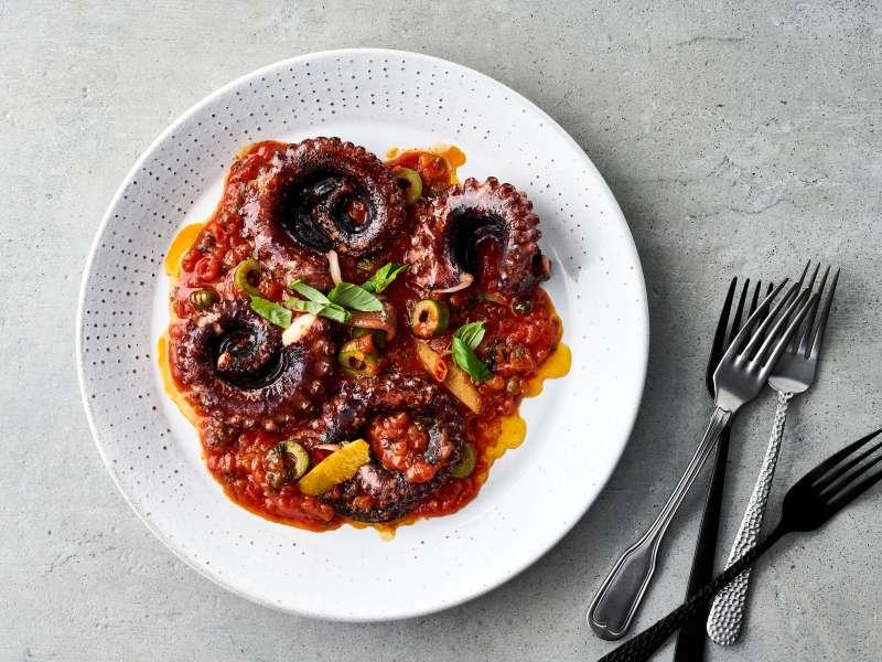 Pulpo mit Puttanesca-Sauce