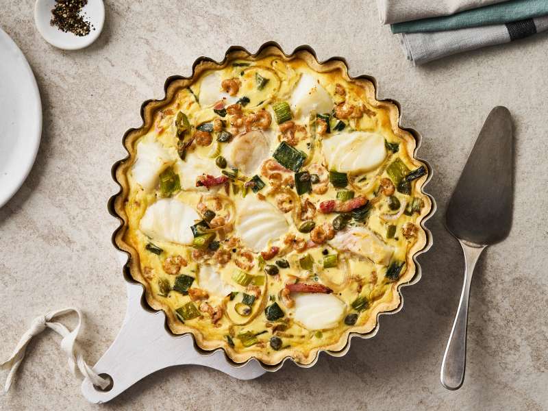 Kabeljau Quiche mit Speck