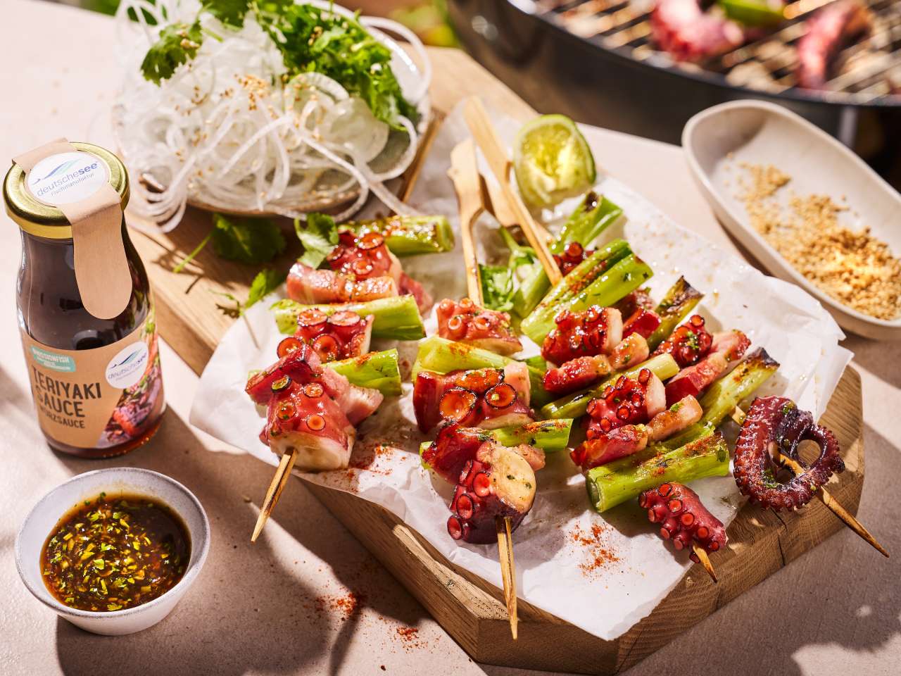 Pulpo-Bacon-Teriyaki-Spieße Pulpo-Bacon-Teriyaki-Spieße