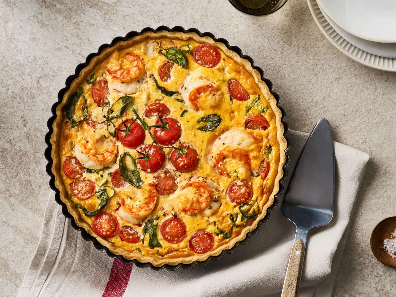 Garnelen Quiche mit Kirschtomaten