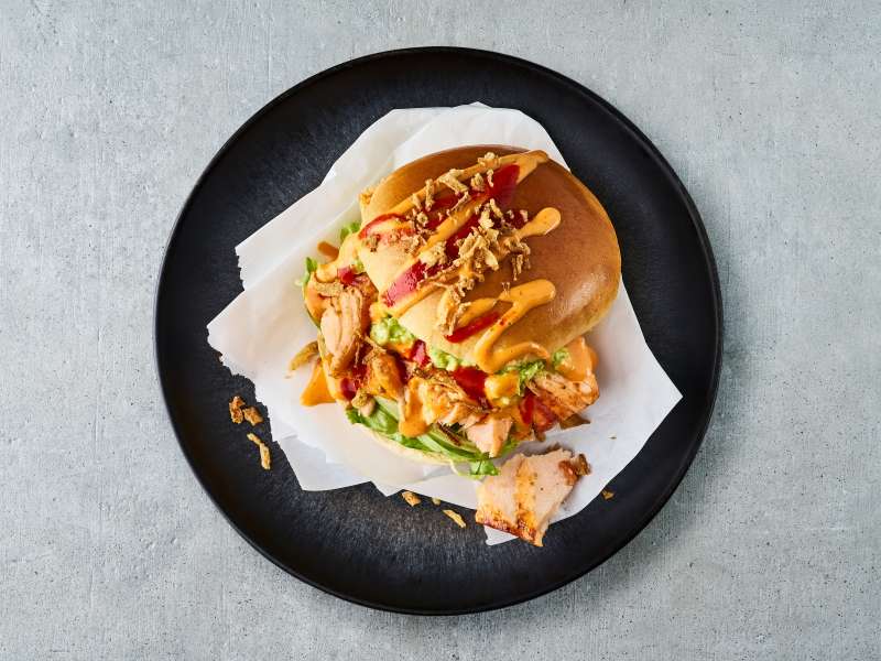 Pulled Lachsburger mit Avocado aus dem Airfryer