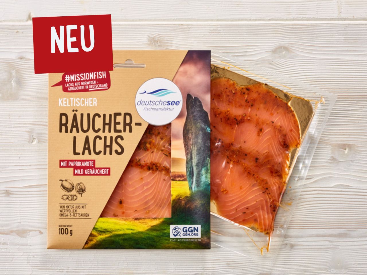 »Keltischer Räucherlachs« · Mit Paprikanote · 100g »Keltischer Räucherlachs« · Mit Paprikanote · 100g