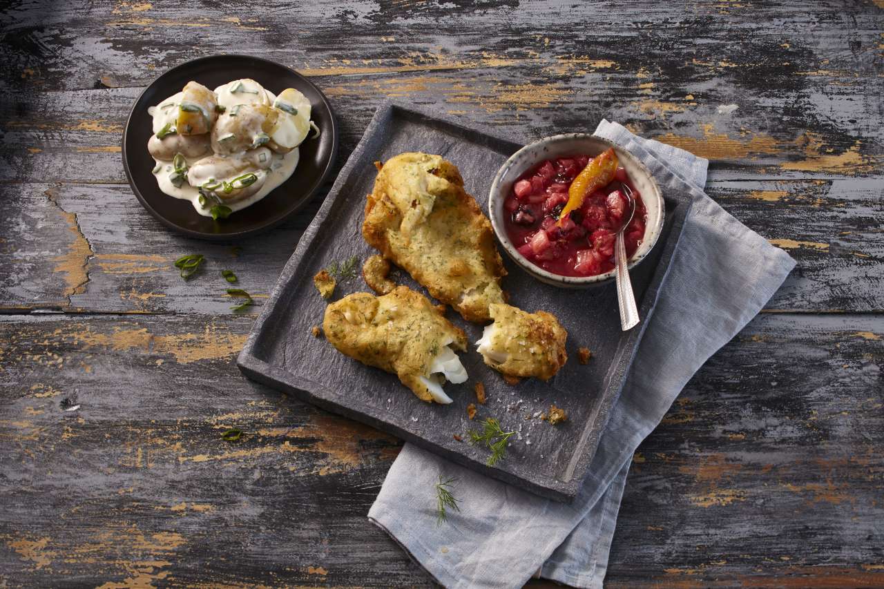 Kabeljau in isländischem Dill-Bierteig Kabeljau in isländischem Dill-Bierteig