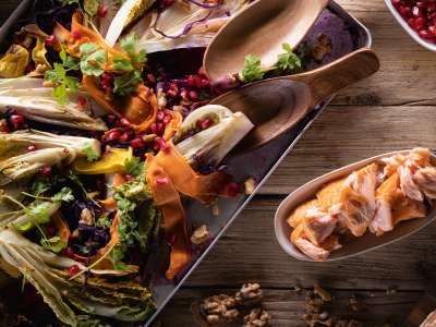 Warmer Blechsalat mit Lachsstremel